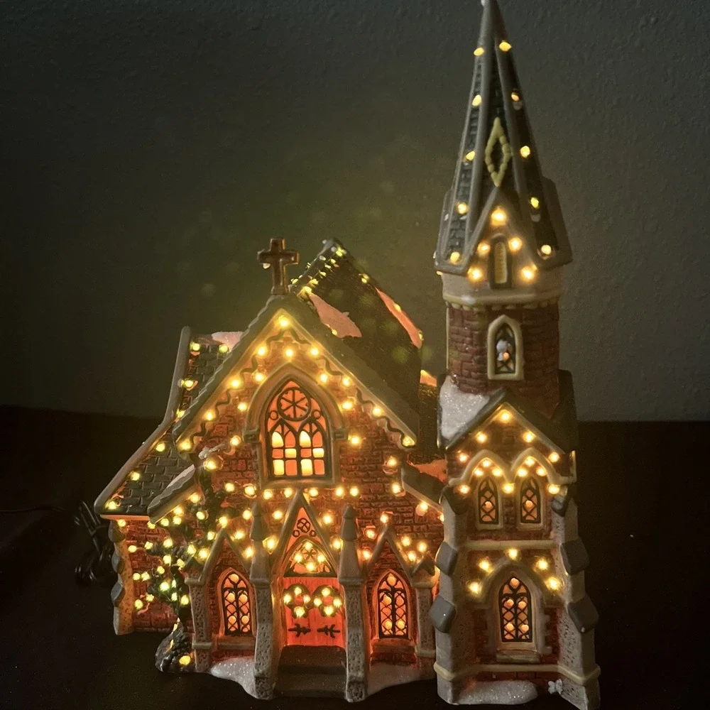 Vintage Dickens Collectables Fiber Optic Christmas Victorian Series Church W Box